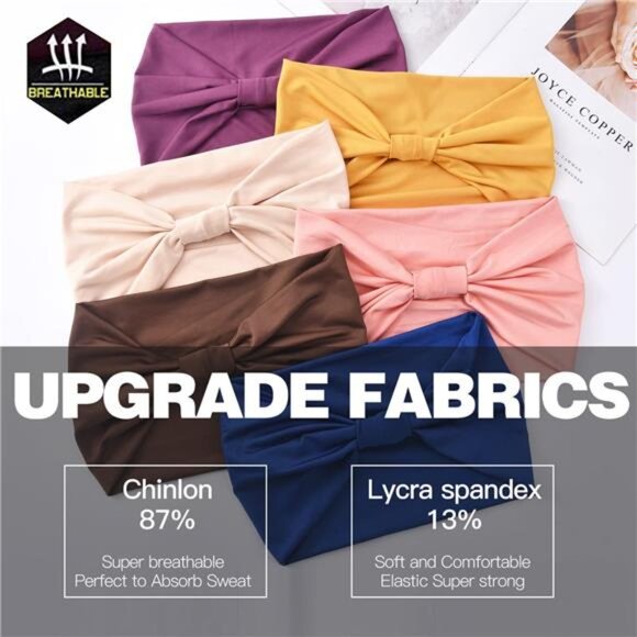 Wide Headbands for Women No Slip African Boho Headbands Solid Bandana Headbands - Picture 5 of 7